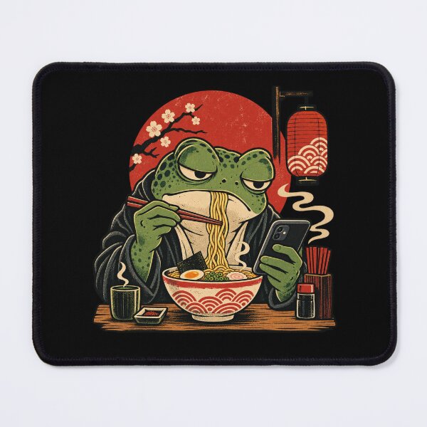 Item preview, Grumpy frog eating ramen designed and sold by HiPatti.