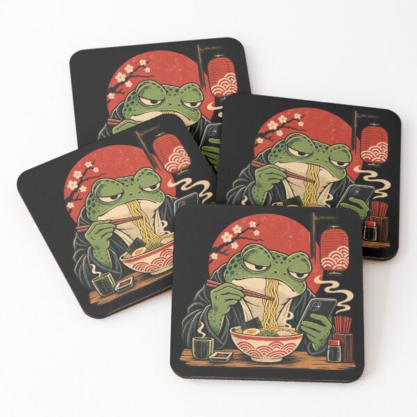 Item preview, Grumpy frog eating ramen designed and sold by HiPatti.