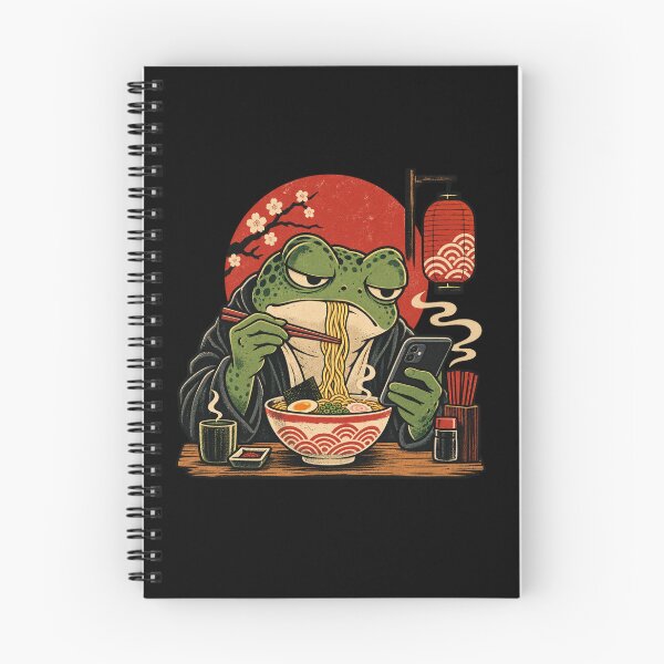 Item preview, Grumpy frog eating ramen designed and sold by HiPatti.