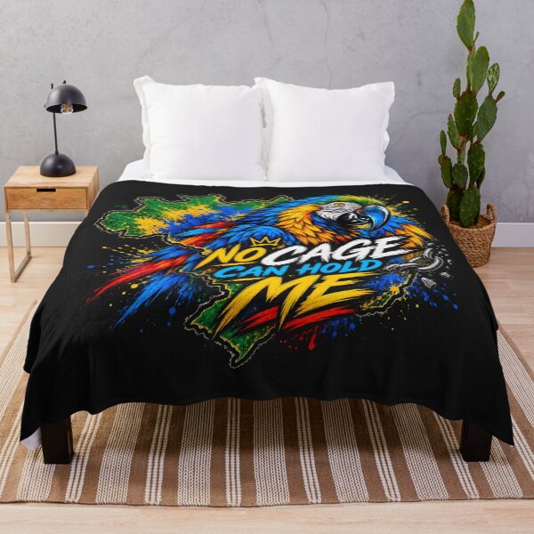 Item preview, No Cage Can Hold Me – Colorful Macaw Street Art designed and sold by SidneiSampaioStudio.