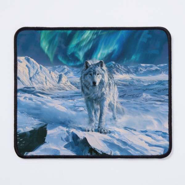 Item preview, A gigantic Amarok of Inuit mythology standing upon a vast snow-covered Arctic landscape beneath the northern lights, Fantasy & Mythological Creatures designed and sold by CDC40.