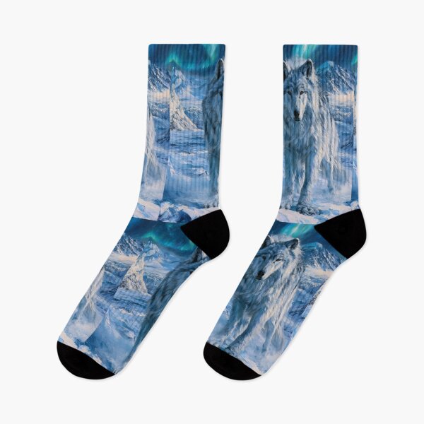 Item preview, A gigantic Amarok of Inuit mythology standing upon a vast snow-covered Arctic landscape beneath the northern lights, Fantasy & Mythological Creatures designed and sold by CDC40.