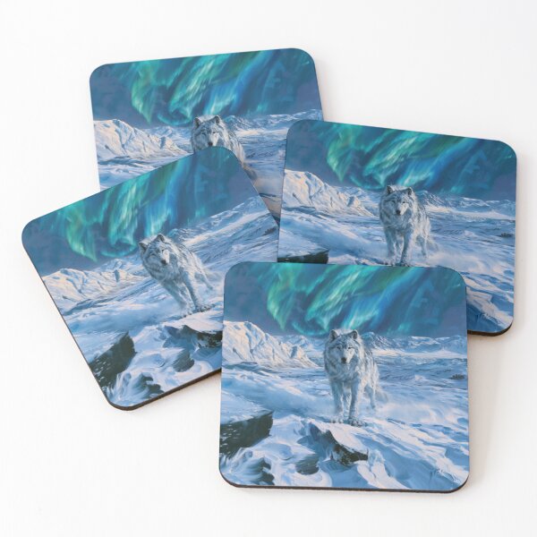 Item preview, A gigantic Amarok of Inuit mythology standing upon a vast snow-covered Arctic landscape beneath the northern lights, Fantasy & Mythological Creatures designed and sold by CDC40.