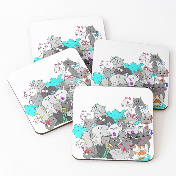 Item preview, Crazy Cat Lady Gang - Funny Cartoon Cats Collection Kawaii Style designed and sold by Elite Wall Art.