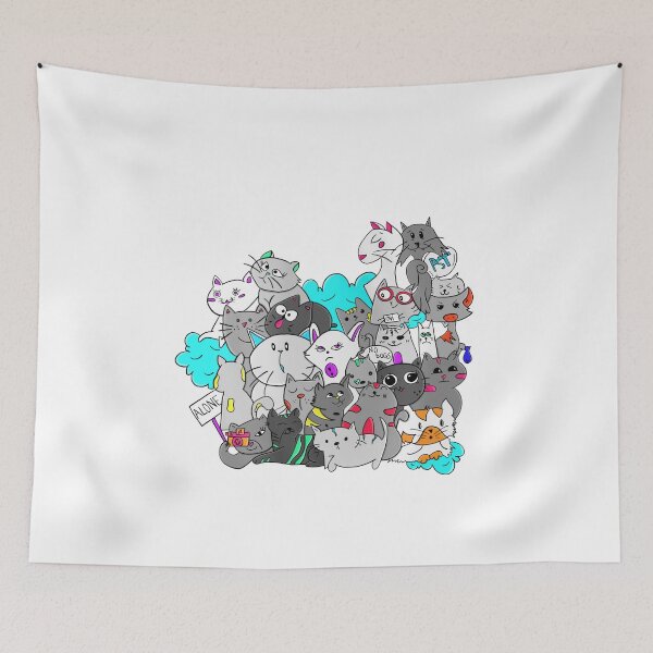 Item preview, Crazy Cat Lady Gang - Funny Cartoon Cats Collection Kawaii Style designed and sold by Elite Wall Art.