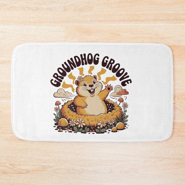 Item preview, Groundhog Groove Retro Floral Happy Woodchuck Art designed and sold by DariaOltes.