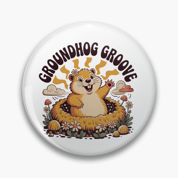 Item preview, Groundhog Groove Retro Floral Happy Woodchuck Art designed and sold by DariaOltes.
