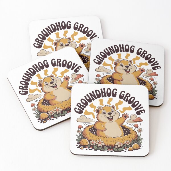 Item preview, Groundhog Groove Retro Floral Happy Woodchuck Art designed and sold by DariaOltes.