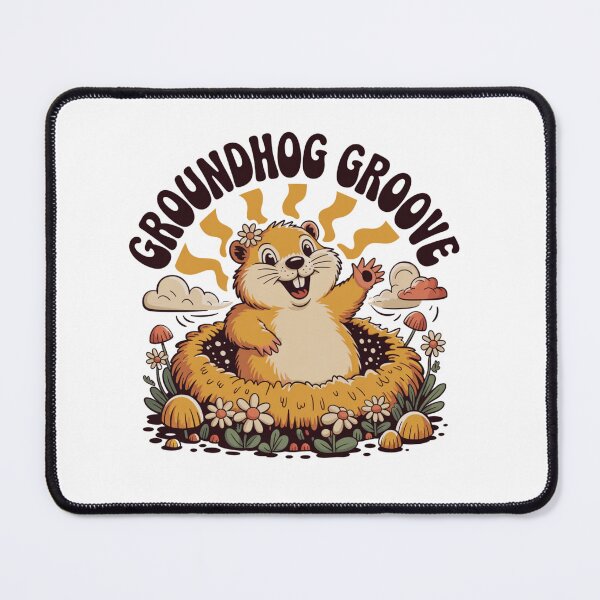 Item preview, Groundhog Groove Retro Floral Happy Woodchuck Art designed and sold by DariaOltes.