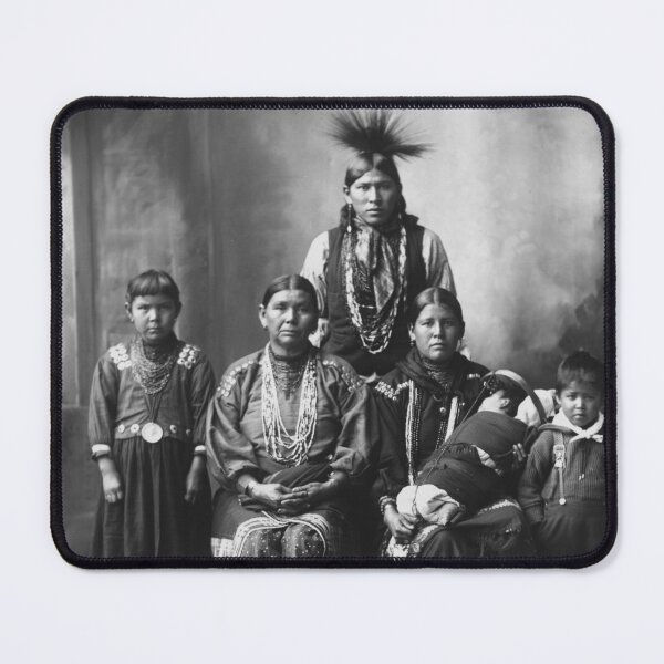 Item preview, 1899 Native American Sauk Indian family, full-length portrait black and white vintage photograph designed and sold by Astrid Arkhangelsky.