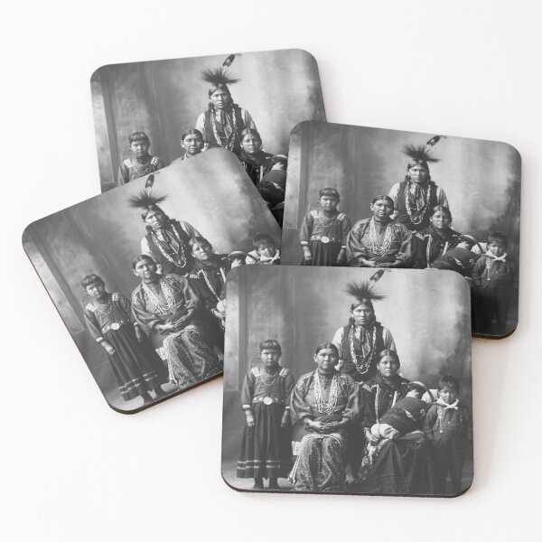Item preview, 1899 Native American Sauk Indian family, full-length portrait black and white vintage photograph designed and sold by Astrid Arkhangelsky.