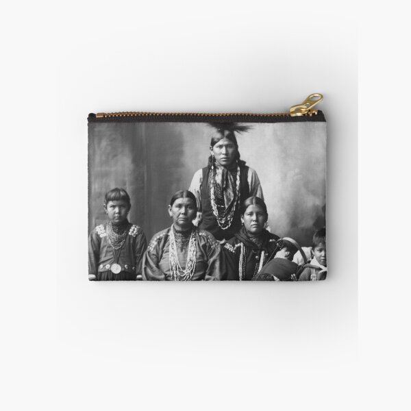 Item preview, 1899 Native American Sauk Indian family, full-length portrait black and white vintage photograph designed and sold by Astrid Arkhangelsky.