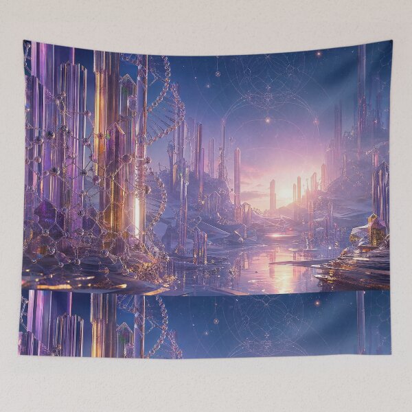 Item preview, Glowing Amethyst Crystal City Sunset Sacred Geometry | Monkeybusiness designed and sold by monkeybusiness.pt.