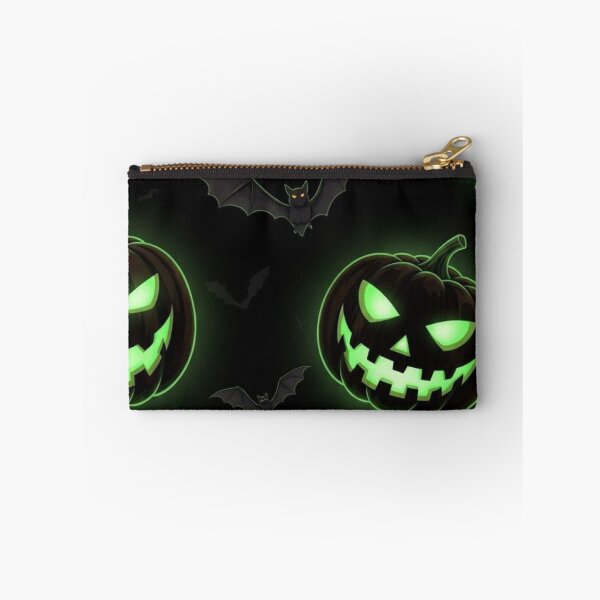 Item preview, Glowing Green Jack O Lanterns and Flying Bats — Spooky Halloween Pattern designed and sold by LYAN-STORE.