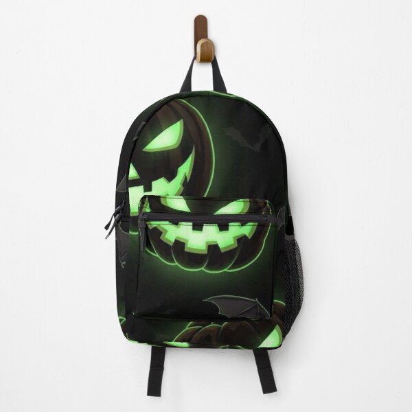 Item preview, Glowing Green Jack O Lanterns and Flying Bats — Spooky Halloween Pattern designed and sold by LYAN-STORE.