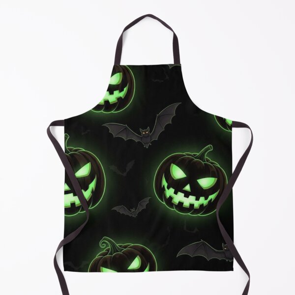 Item preview, Glowing Green Jack O Lanterns and Flying Bats — Spooky Halloween Pattern designed and sold by LYAN-STORE.
