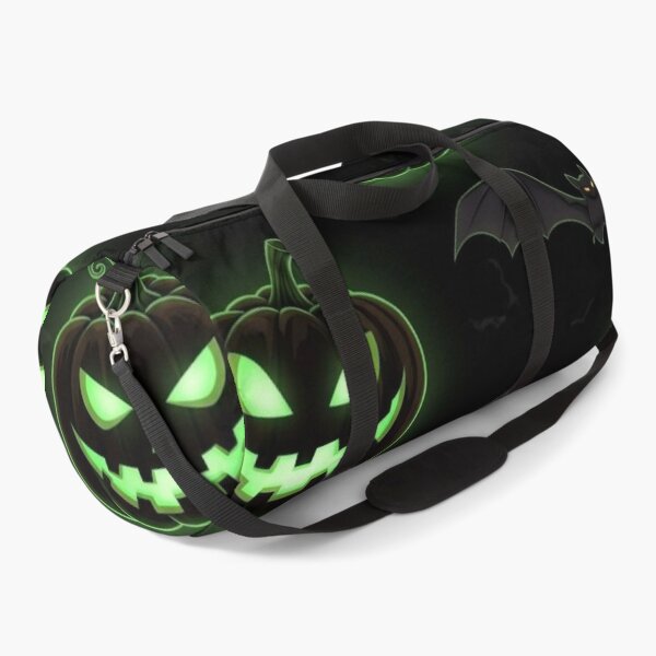 Item preview, Glowing Green Jack O Lanterns and Flying Bats — Spooky Halloween Pattern designed and sold by LYAN-STORE.