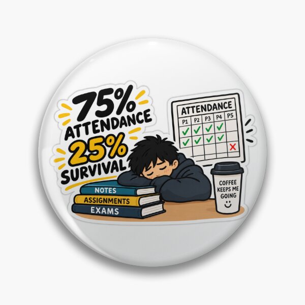 Item preview, 75% Attendance, 25% Survival designed and sold by Campus Chaos India.