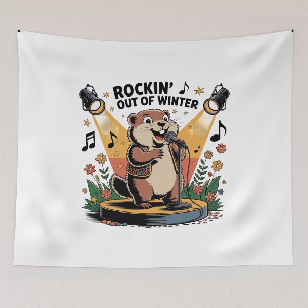 Item preview, Singing Groundhog Stage Performer Retro Floral Art designed and sold by DariaOltes.