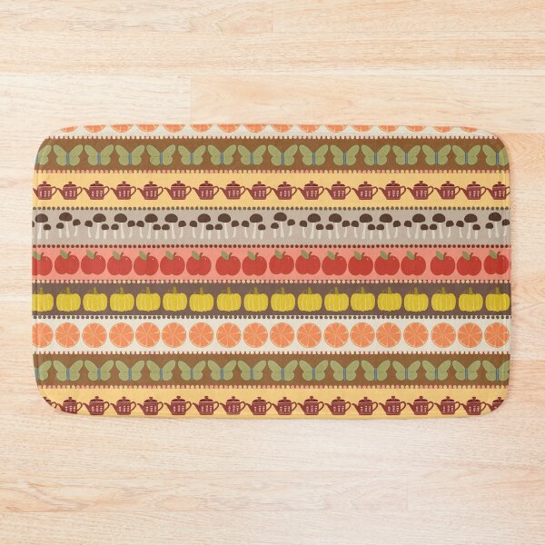 Item preview, Autumn Harvest Kitchen Pattern Retro Tea, Apples, Mushrooms & Pumpkins designed and sold by Navitaloves.