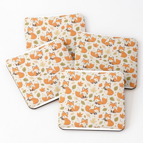 Item preview, Cute Little Foxes and Autumn Leaves Seamless Pattern Vector Design - Fall Textile and Pillow Print designed and sold by Nubian Style.