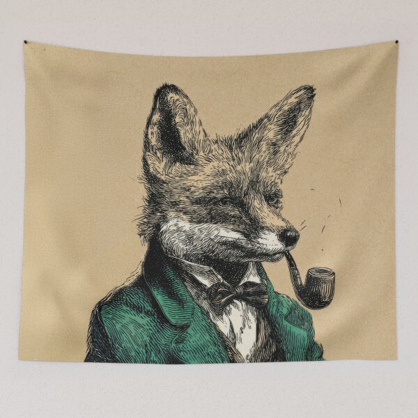 Item preview, Fox in formal wear with pipe designed and sold by anytka.