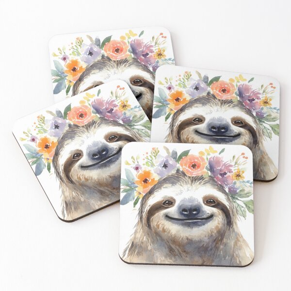 Item preview, Sloth wears flower crown and smiles designed and sold by anytka.