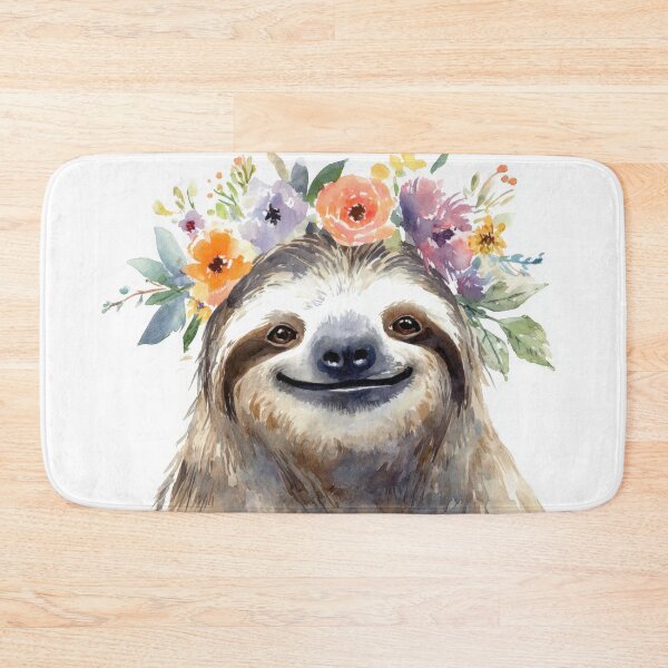 Item preview, Sloth wears flower crown and smiles designed and sold by anytka.
