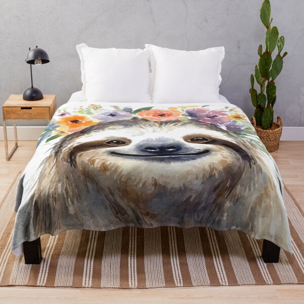 Item preview, Sloth wears flower crown and smiles designed and sold by anytka.
