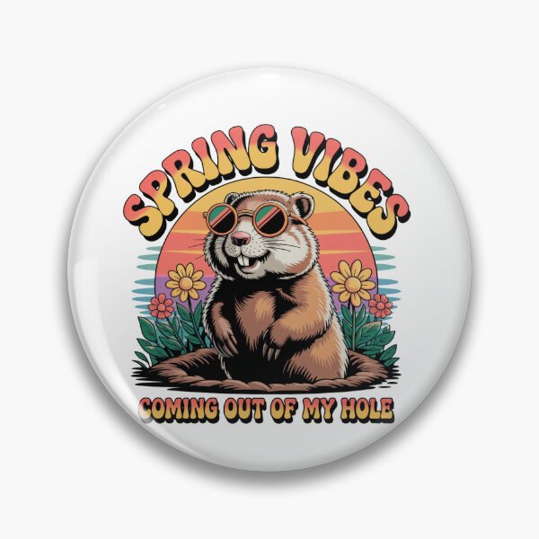 Item preview, Spring Vibes Groovy Groundhog Retro Sunset Floral designed and sold by DariaOltes.
