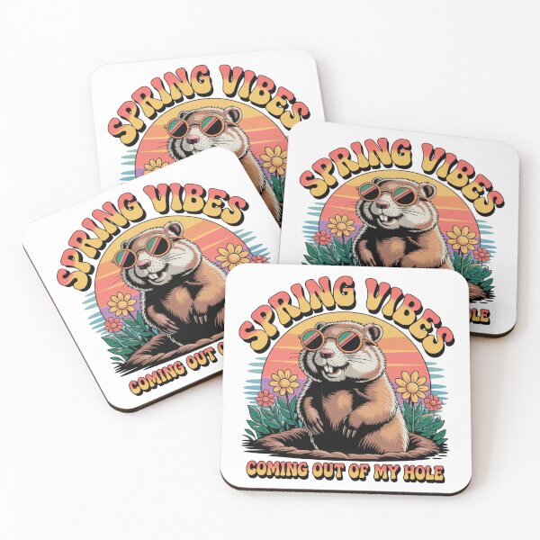 Item preview, Spring Vibes Groovy Groundhog Retro Sunset Floral designed and sold by DariaOltes.
