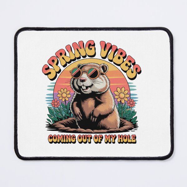Item preview, Spring Vibes Groovy Groundhog Retro Sunset Floral designed and sold by DariaOltes.