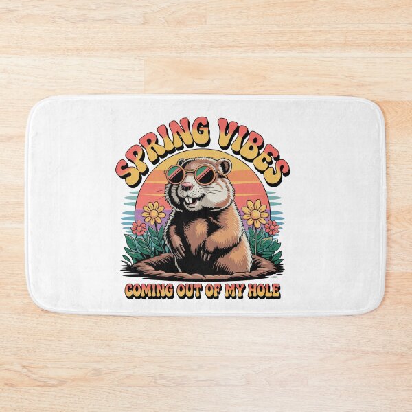 Item preview, Spring Vibes Groovy Groundhog Retro Sunset Floral designed and sold by DariaOltes.