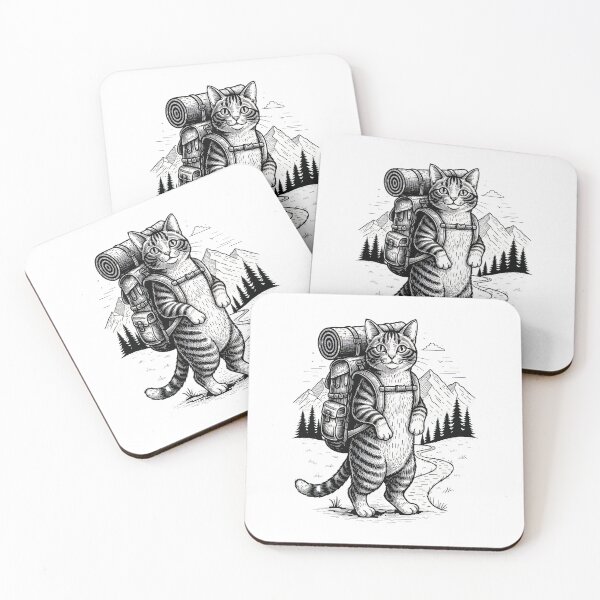 Item preview, Cat Hiker Adventurer Sketch designed and sold by OlyvieArt.