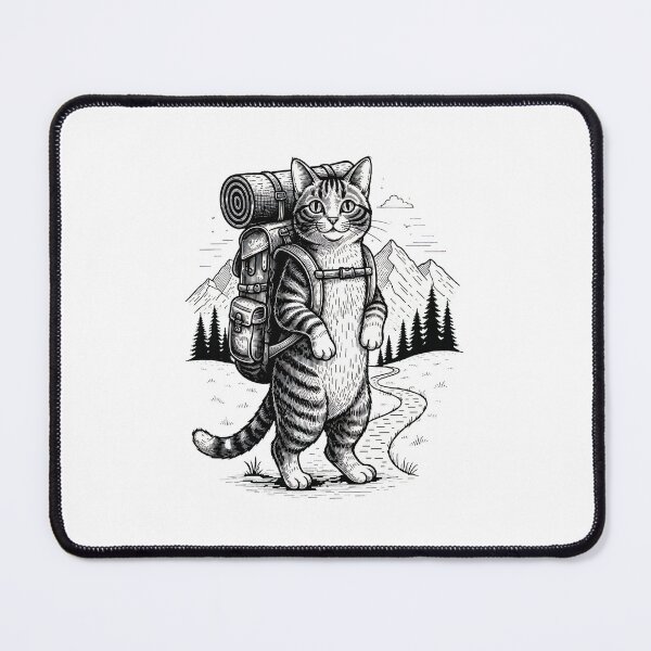 Item preview, Cat Hiker Adventurer Sketch designed and sold by OlyvieArt.