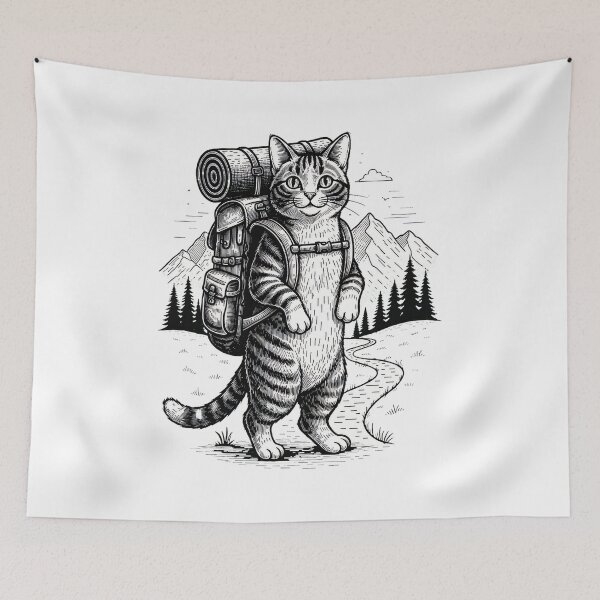 Item preview, Cat Hiker Adventurer Sketch designed and sold by OlyvieArt.