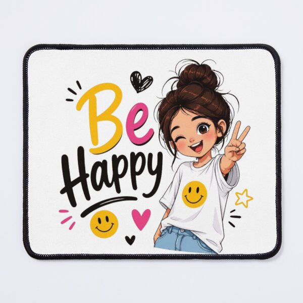 Item preview, Be Happy Cute Girl Peace Sign - Positive Vibes Smiley designed and sold by WantStyleyou.
