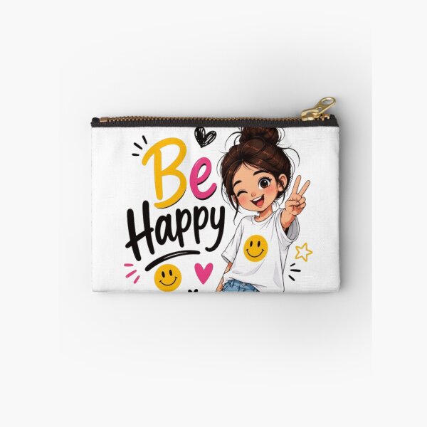 Item preview, Be Happy Cute Girl Peace Sign - Positive Vibes Smiley designed and sold by WantStyleyou.