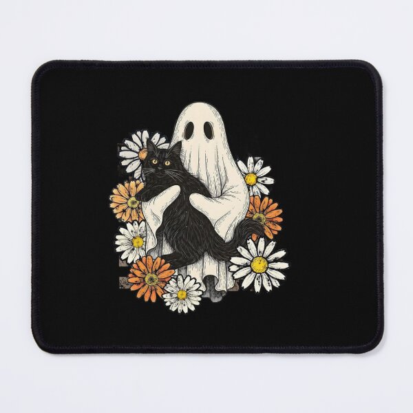 Item preview, Cute Ghost Hugging Black Cat Floral Halloween Graphic designed and sold by GrimNest.