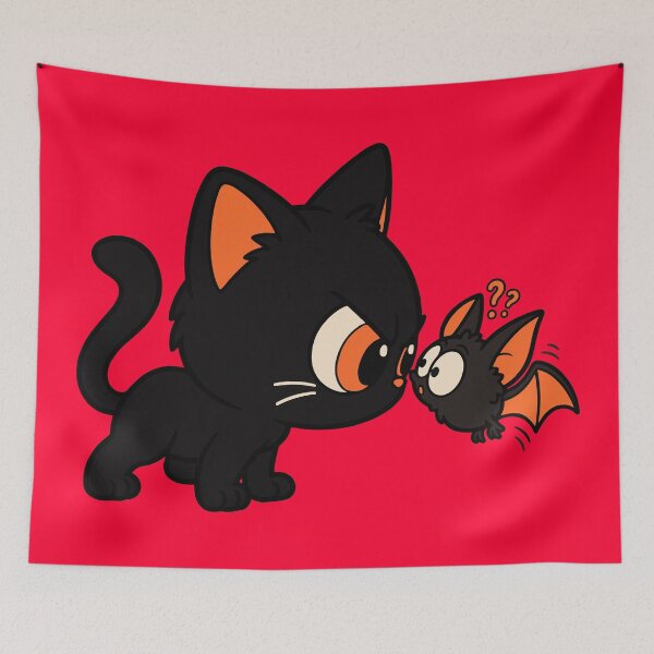 Item preview, Black Cat and Cute Halloween Bat designed and sold by MewMade.