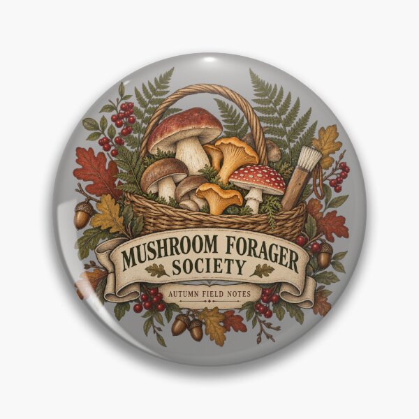 Item preview, Mushroom Forager Society Vintage Autumn Design designed and sold by Golden Era Studio.