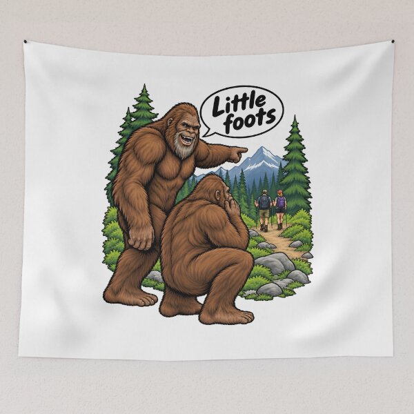 Item preview, Bigfoot Little Foots Hiker Encounter Forest Humor designed and sold by Artmares.