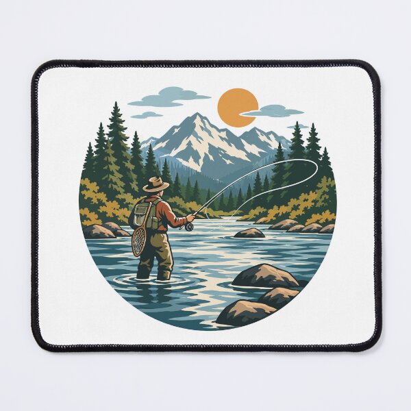 Item preview, Fly Fishing in Mountain River Outdoor Angler Adventure designed and sold by Mellow Doodle Co..