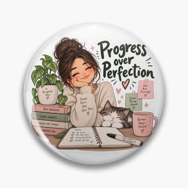 Item preview, Progress Over Perfection Cozy Girl Aesthetic Sticker designed and sold by Dikons.