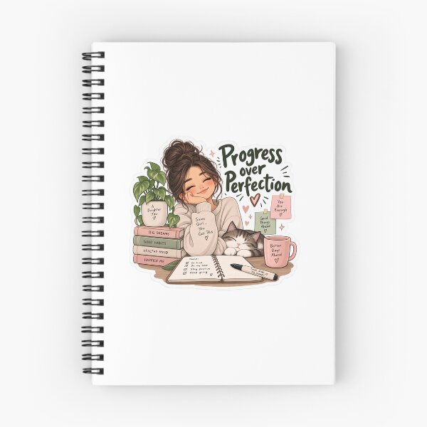 Item preview, Progress Over Perfection Cozy Girl Aesthetic Sticker designed and sold by Dikons.