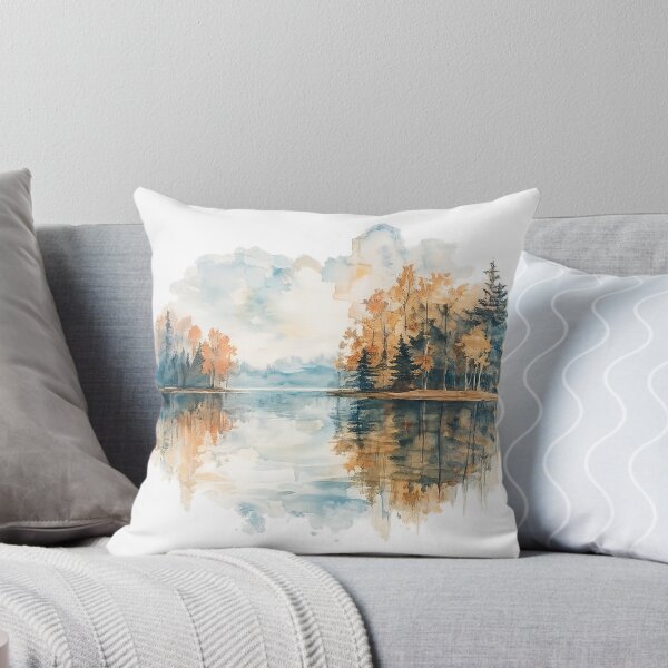 Item preview, Autumn Lake Watercolor Landscape – Serene Forest Reflection designed and sold by CreativeNest Prints.