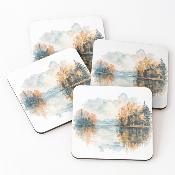 Item preview, Autumn Lake Watercolor Landscape – Serene Forest Reflection designed and sold by CreativeNest Prints.