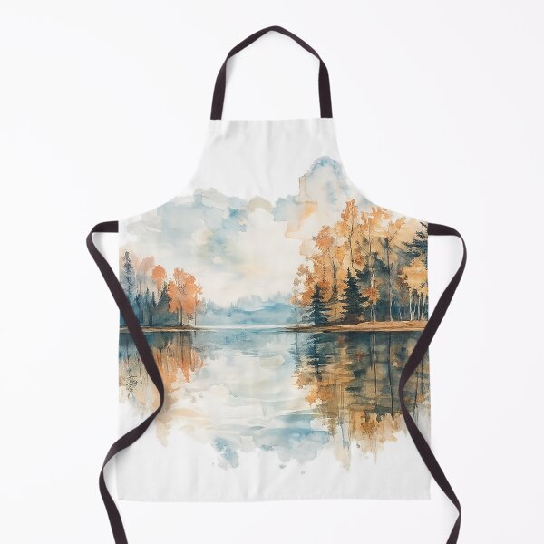 Item preview, Autumn Lake Watercolor Landscape – Serene Forest Reflection designed and sold by CreativeNest Prints.