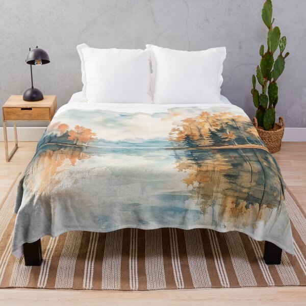 Item preview, Autumn Lake Watercolor Landscape – Serene Forest Reflection designed and sold by CreativeNest Prints.
