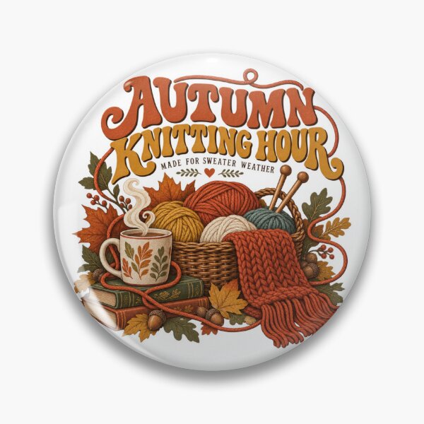 Item preview, Autumn Knitting Hour Vintage Knitter Design designed and sold by Golden Era Studio.